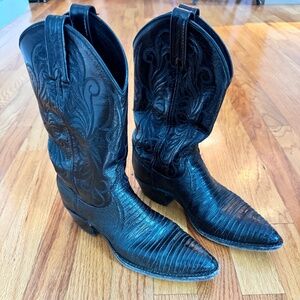 Dan Post vintage authentic black snakeskin boots